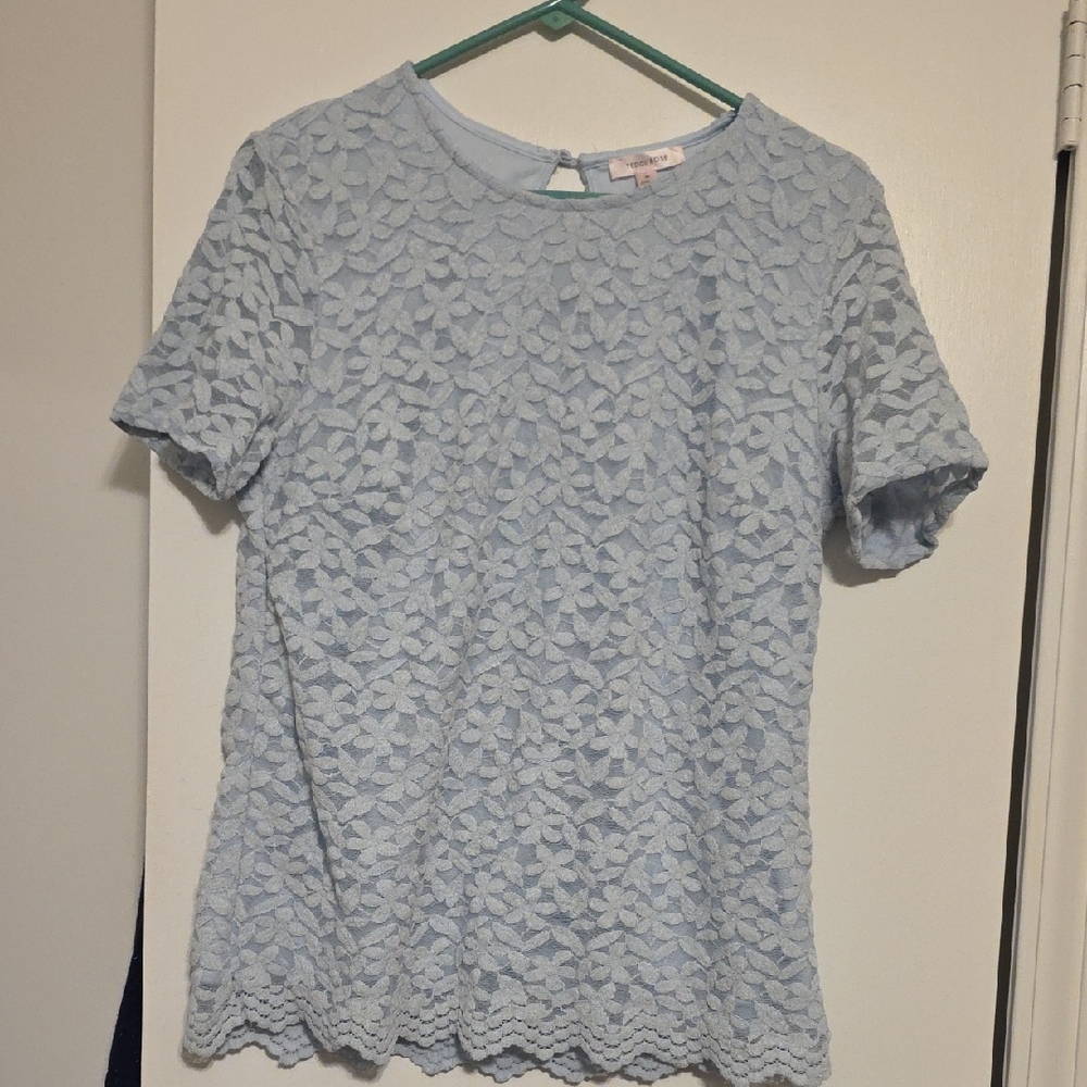 Elegant Lace Women’s Top - Light Blue